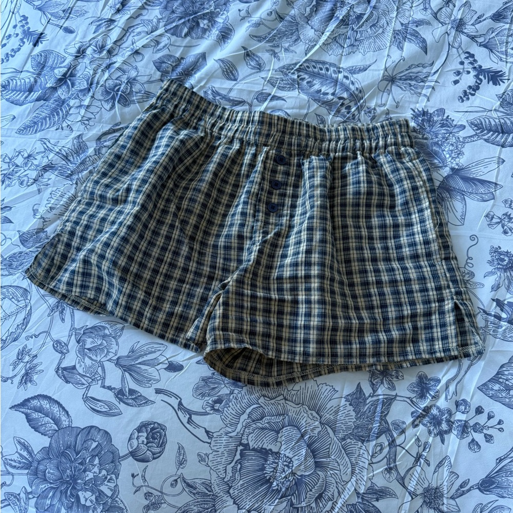 PacSun Blue and Tan Plaid Women's Shorts
